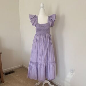Lavender Ruffle Sleeve Smocked Maxi Dress